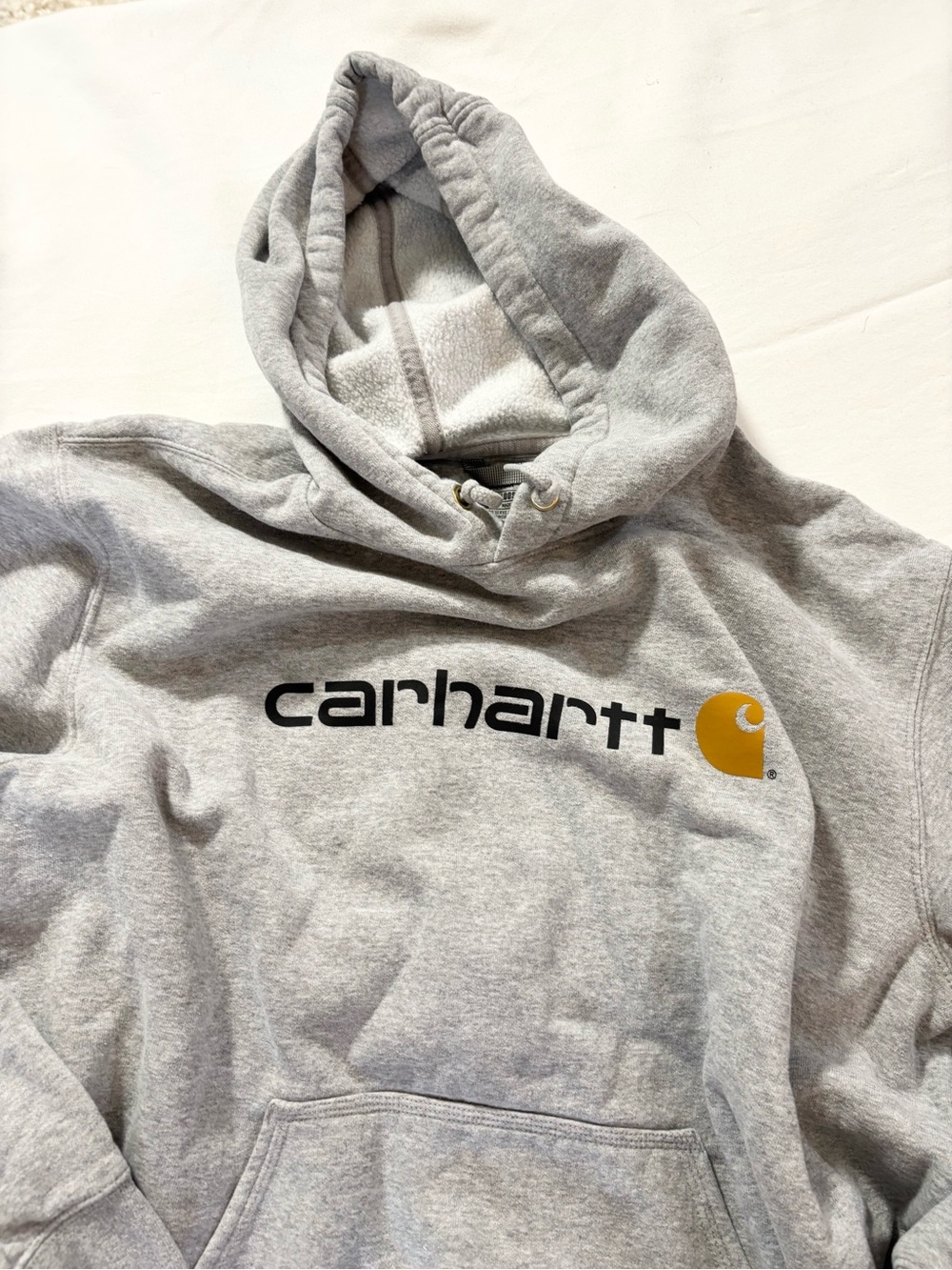 Carhartt Heather Gray Hoodie with Gold Logo - Picture 2 of 7